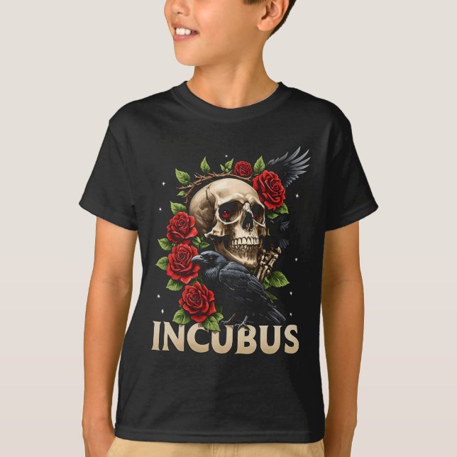 Incubus Crow Left Skull Flower Halloween Costume 2 T-Shirt (Front)