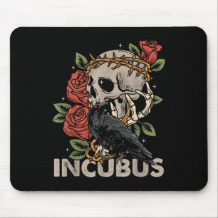 Incubus Crow Left Skull Flower Halloween Costume Mouse Mat