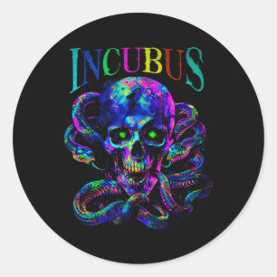Incubus Skull And Snakes Halloween Gothic Style Classic Round Sticker