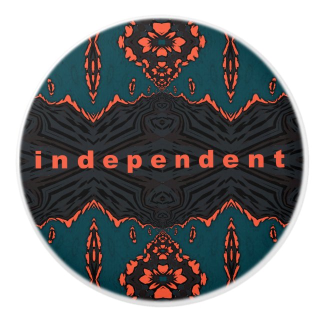 Independant and proud dark green orange ceramic knob (Front)