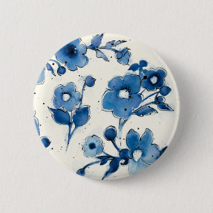 Independant Blue Blooms 6 Cm Round Badge