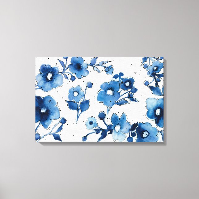 Independant Blue Blooms Canvas Print (Front)