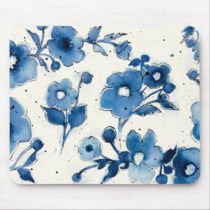 Independant Blue Blooms Mouse Mat