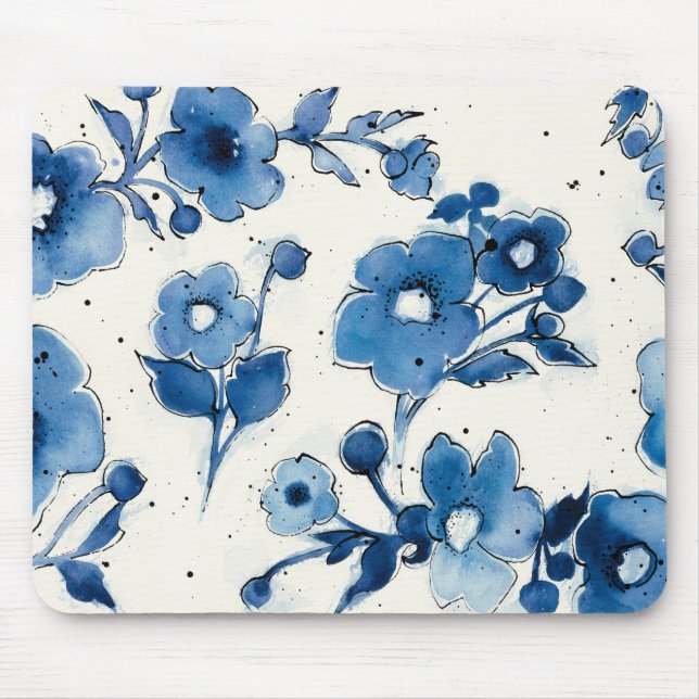 Independant Blue Blooms Mouse Mat (Front)