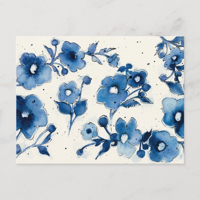 Independant Blue Blooms Postcard (Front)