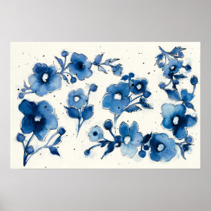 Independant Blue Blooms Poster