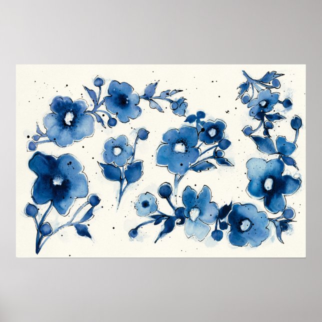 Independant Blue Blooms Poster (Front)