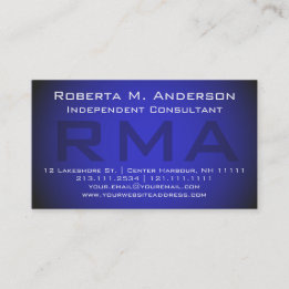 Independant Consultant Elegant Blue Monogram Business Card