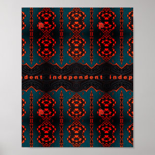 Independant: Dark Green and Orange Fractal Pattern Poster