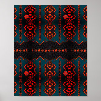Independant: Dark Green and Orange Fractal Pattern Poster