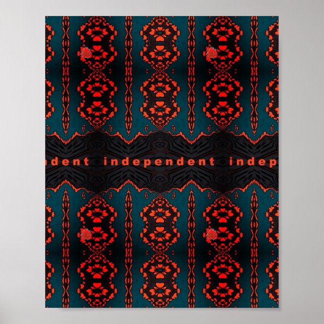 Independant: Dark Green and Orange Fractal Pattern Poster (Front)