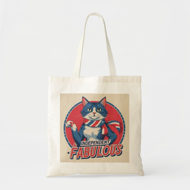 Independant & Fabulous – Patriotic Cat Tote Bag (Front)