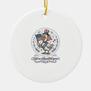 Independant Goose Vintage Patriotic Shirt Design ( Ceramic Tree Decoration