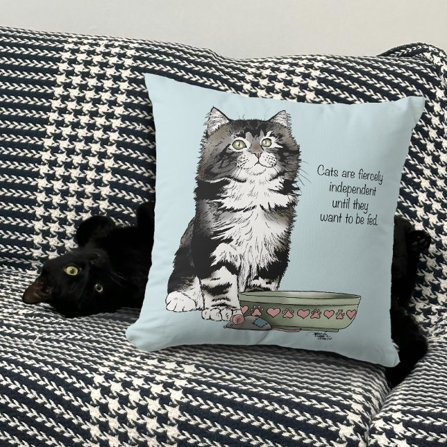 Independant Grey Tabby Blue Cute Funny Cat Cushion (Creator Uploaded)
