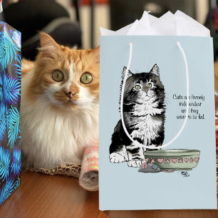 Independant Grey Tabby Blue Cute Funny Cat Medium Gift Bag