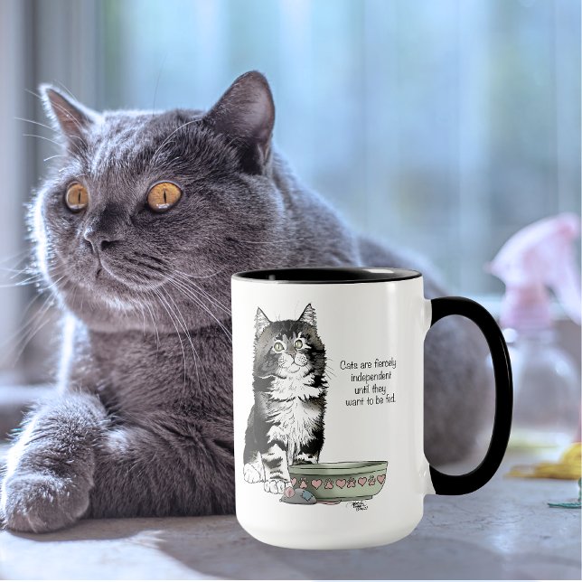 Independant Grey Tabby Blue Cute Funny Cat Mug (Creator Uploaded)