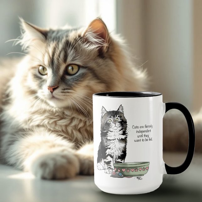 Independant Grey Tabby Blue Cute Funny Cat Mug (Creator Uploaded)