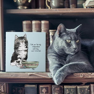 Independant Grey Tabby Blue Cute Funny Cat Tile