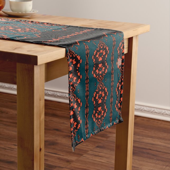 Independant in Orange and Green Short Table Runner (In Situ)