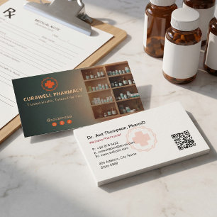 Independant Pharmacy   Minimalist Dark Red Business Card