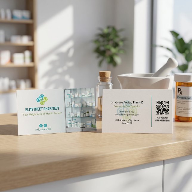 Independant Pharmacy | Modern Minimalist Barcode Business Card (Creator Uploaded)