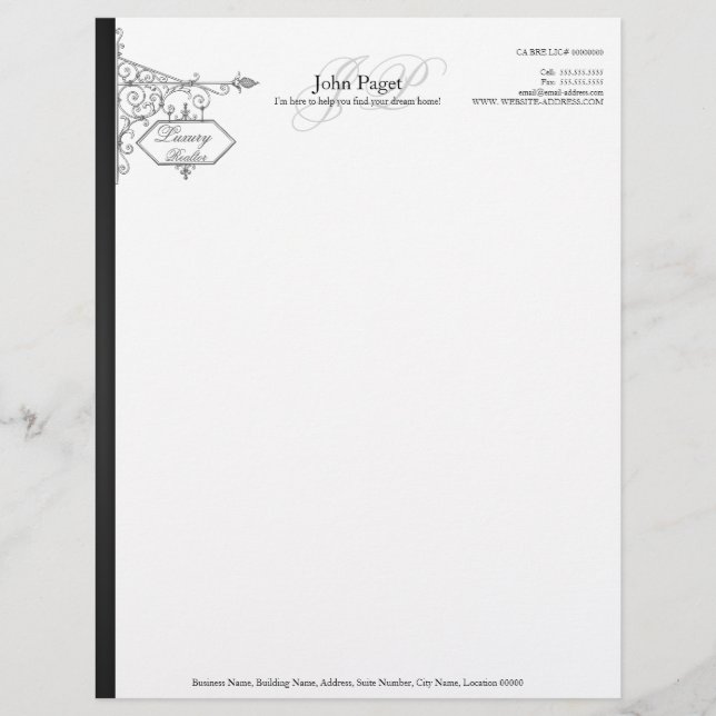 Independant Real Estate Business Custom Letterhead (Front)