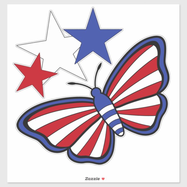 Independant Red, White, Blue Graphical Butterfly (Sheet)