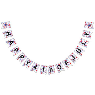 Independant Red, White, Blue Graphical Butterfly Bunting