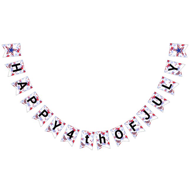 Independant Red, White, Blue Graphical Butterfly Bunting (All)