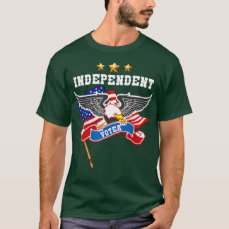 Independant Voter With Bald Eagle And American Fla T-Shirt