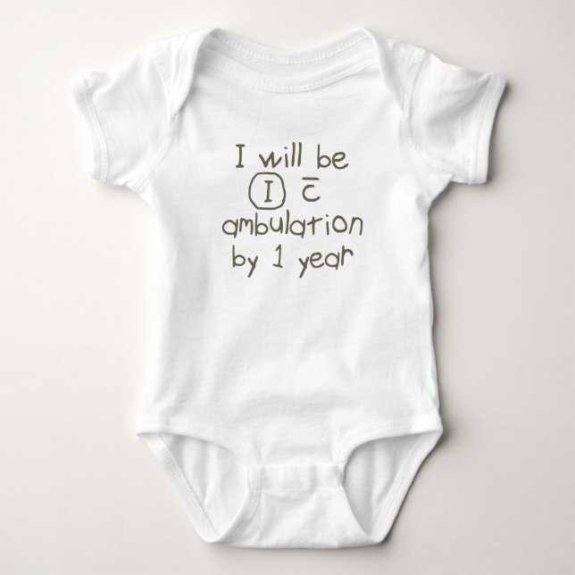 independant with ambulation grey handwriting PT Baby Bodysuit (Front)