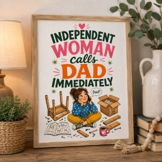 Independant Woman Calls Dad Immediately Thank You Card