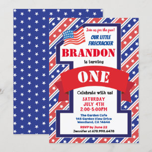 Independence Day 1st First Birthday Boy or Girl Invitation