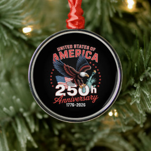 Independence Day 250th Anniversary USA Patriotic Metal Tree Decoration