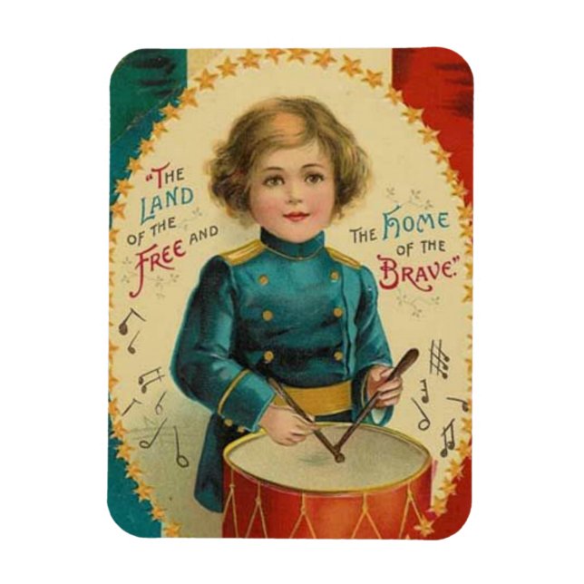 Independence Day 4th Of July 1776 Drummer Girl Magnet (Vertical)