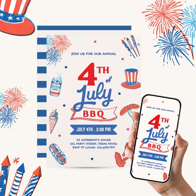 Independence Day 4Th of July BBQ Summer Party Invitation (Creator Uploaded)