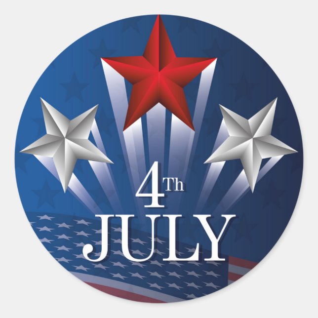 Independence Day 4th of July Classic Round Sticker (Front)