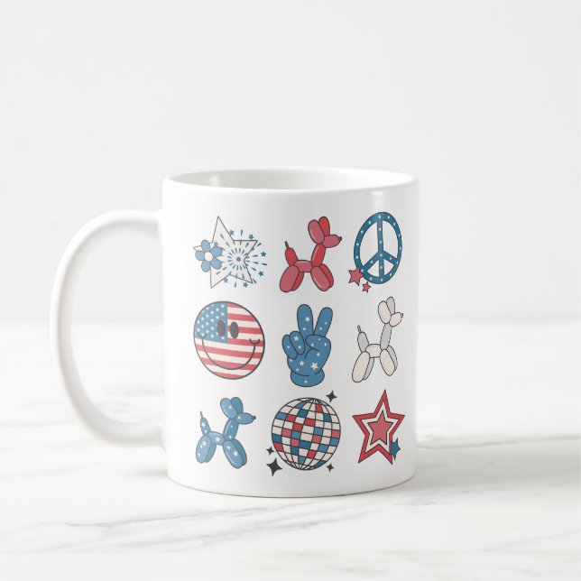 Independence Day 4th Of July Groovy Coffee Mug (Left)