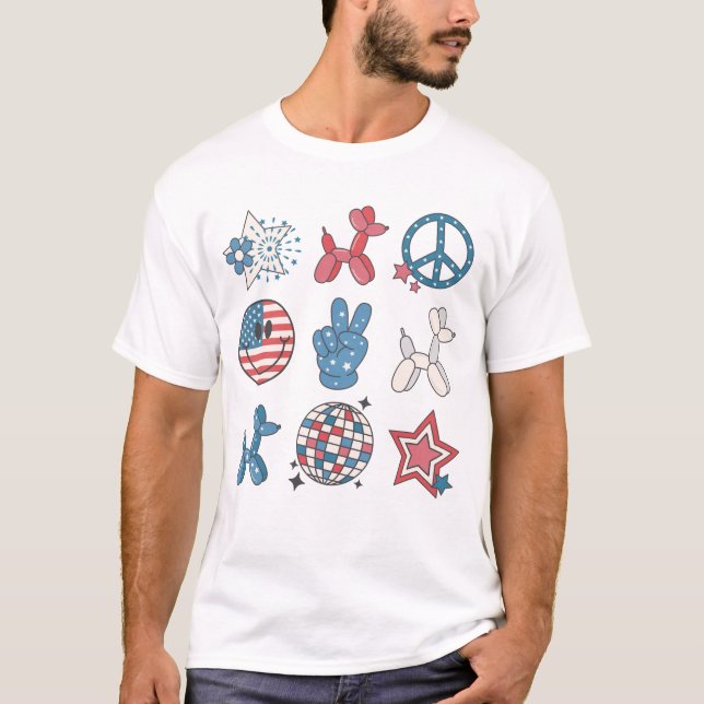 Independence Day 4th Of July Groovy T-Shirt (Front)