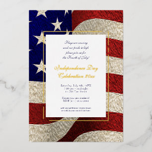 Independence Day 4th of US Flag Foil Invitation