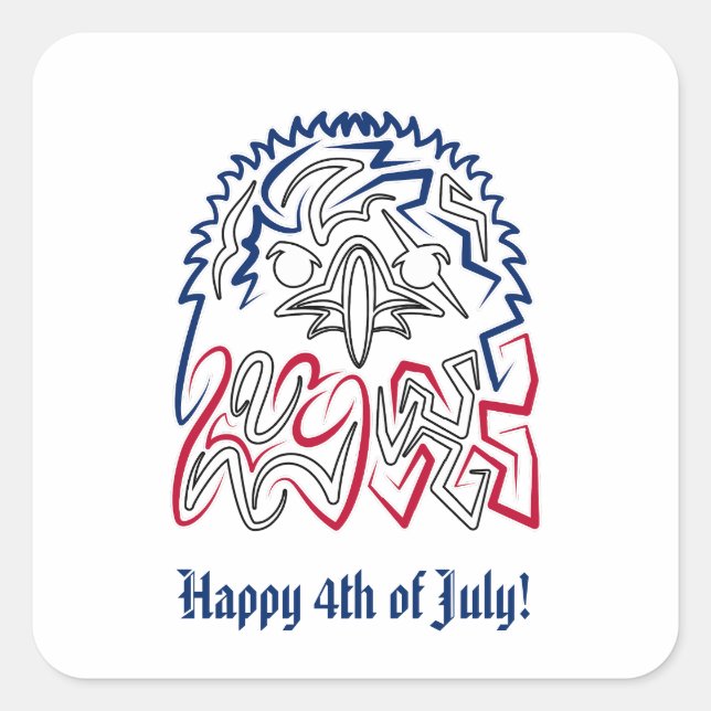 Independence Day American Eagle Square Sticker (Front)