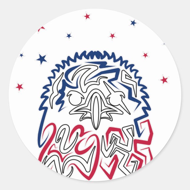 Independence Day American Eagle Stars Classic Round Sticker (Front)