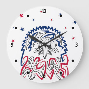 Independence Day American Eagle Stars Large Clock