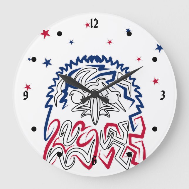 Independence Day American Eagle Stars Large Clock (Front)