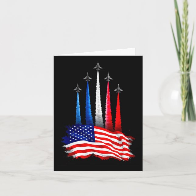 Independence Day American Flag Jet Planes 4th Of J Card (Front)