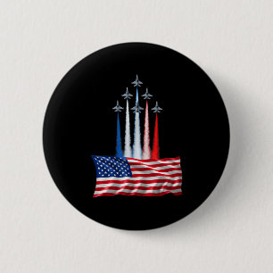 Independence day american flag jet planes red whit 6 cm round badge