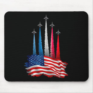 Independence Day American Flag Jet Planes Red Whit Mouse Mat