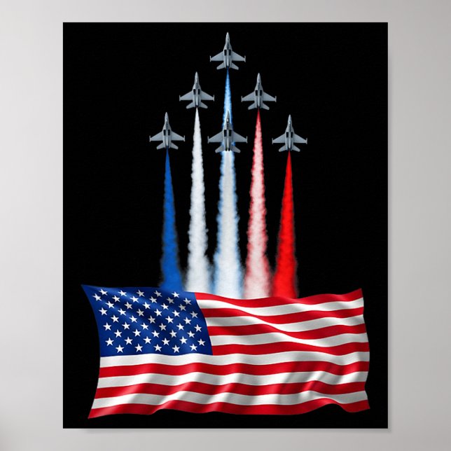 Independence day american flag jet planes red whit poster (Front)