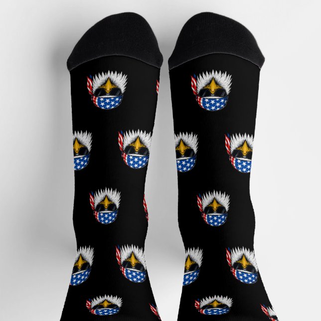 Independence Day American Pride Bald Eagle Socks (Top)