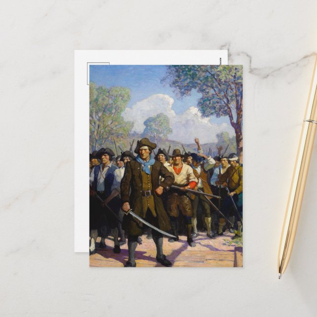 Independence Day, At Concord Bridge by N.C. Wyeth Holiday Postcard (Front/Back In Situ)